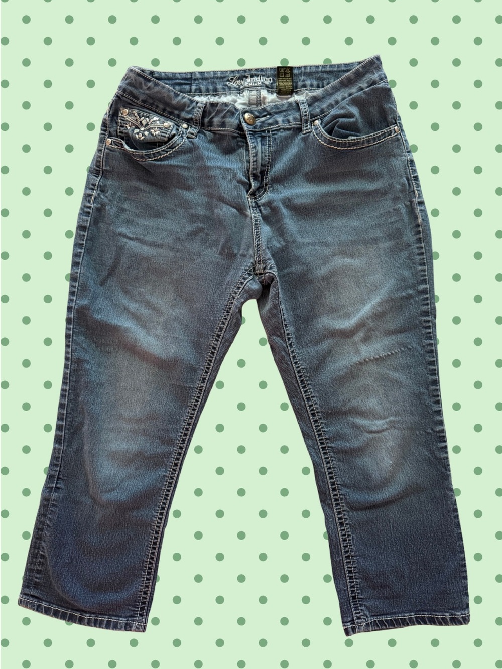 Love Indigo Women's Dark Blue Cropped Jeans